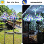 Solar Outdoor Lights Decorative Solar Glass Mushroom Lights Waterproof LED - Image 3