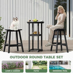 Outdoor Bistro Bar Set, Patio Bar Height Tall Stools and High Top Table Set of 2 - Image 7