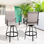 Vongrasig 2 Piece Patio Swivel Bar Chairs, All Weather Metal Textile High - Image 2