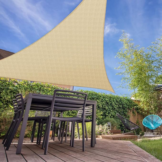 E&K Sunrise 24' x 24' x 24' Sun Shade Sail Triangle Canopy Shade Cover UV Block - Image 7