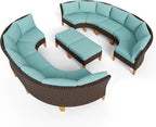 PHI VILLA 8-Piece Wicker Patio Furniture Set, Outdoor Half-Moon Curved - Image 9