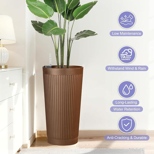 24in Tall Self-Watering Planters Set of 2 - Image 2