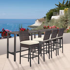 Outdoor Bar Table Patio Counter Height Table 45" Long Wicker High Top Pub Table - Image 4