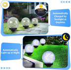 2-Pack Garden Solar Lights Outdoor, Cracked Glass Ball Light Waterproof - Image 4
