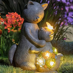 Solar Garden Statues Loving Cat Figurine Lights - Image 9