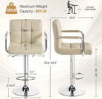 Yaheetech Bar Stools Set of 4, PU Leather Adjustable Swivel Barstools, - Image 3