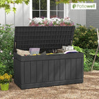 Patiowell 82 Gallon Resin Deck Box, Waterproof Large Wood Look Storage Box - Image 2