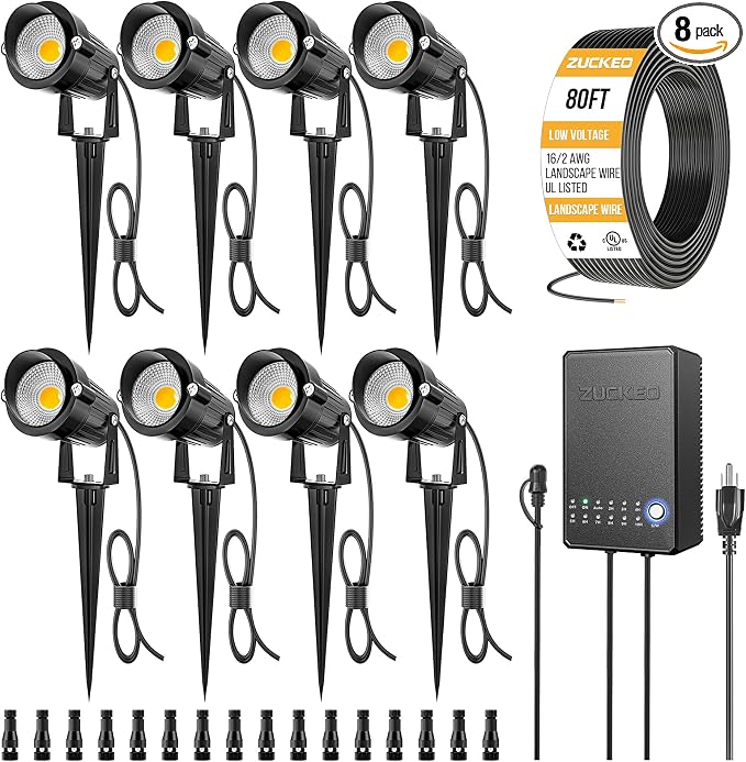 ZUCKEO All-in-One Landscape Lighting Kit, 5W LED Low Voltage Landscape Lights by ZUCKEO