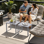 Crestlive Products Outdoor Side Table Set of 2, Aluminum Small Rectangular - Image 7