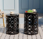 HFHOME Set of 3 Metal Outdoor Side Table, Nesting Round Coffee Table - Image 2