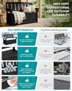 SERWALL HDPE Outdoor Storage Bench, All-Weather, UV-Resistant Deck Box - Image 4