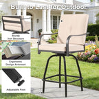 Patio Swivel Bar Stools Set of 2, Outdoor Bar Height Swivel Chairs - Image 6