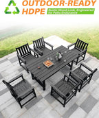 7 Pieces HDPE Outdoor Dining Set, Patio Dining Set - Image 7