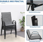 PIZZELLO Patio Chairs Set of 4, Outdoor Stackable Dining Chairs - Image 7