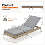 HOMREST Outdoor Chaise Lounge Chair Set of 6, Patio Wicker Lounge Chairs - Image 3