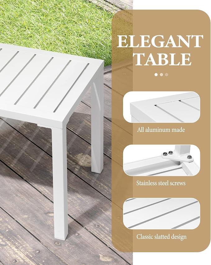 Crestlive Products Outdoor Side Table Set of 2, Aluminum Rectangular Side/End - Image 5