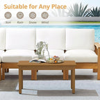 LUE BONA Outdoor Coffee Table Rectangle, HDPS Patio Coffee Tables - Image 4