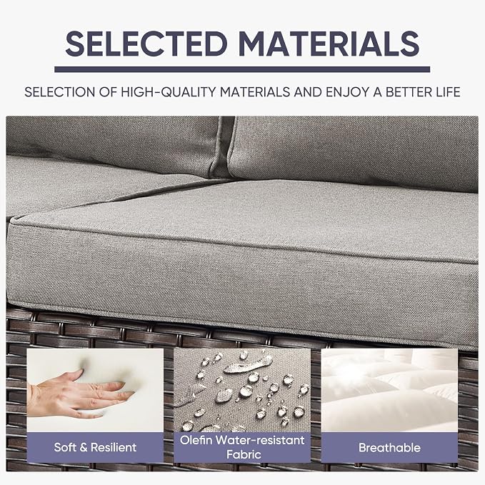 Belord 6 Piece Outdoor Furniture Patio Wicker Sofa Set, Oversize Outdoor Dining - Image 4