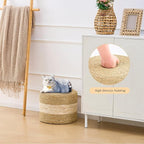 Handwoven Seagrass Ottoman Pouf, Round Outdoor Footstool - Image 7