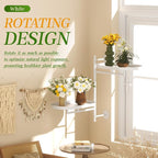 Window Rotating Plant Stand Shelf Indoor White Metal Floating Shelves 2-Tier - Image 2