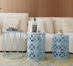 HFHOME Set of 3 Metal Outdoor Side Table, Nesting Round Coffee Table - Image 6