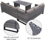 Belord Outdoor Sectional Sofa 6 Seater L Shaped Couch Wicker Patio Conversation - Image 6