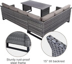 Belord Outdoor Sectional Sofa 6 Seater L Shaped Couch Wicker Patio Conversation - Image 6