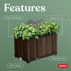 Keter Signature 21.7 Inch Tall Rectangular Large Wood Look Planter - Image 4