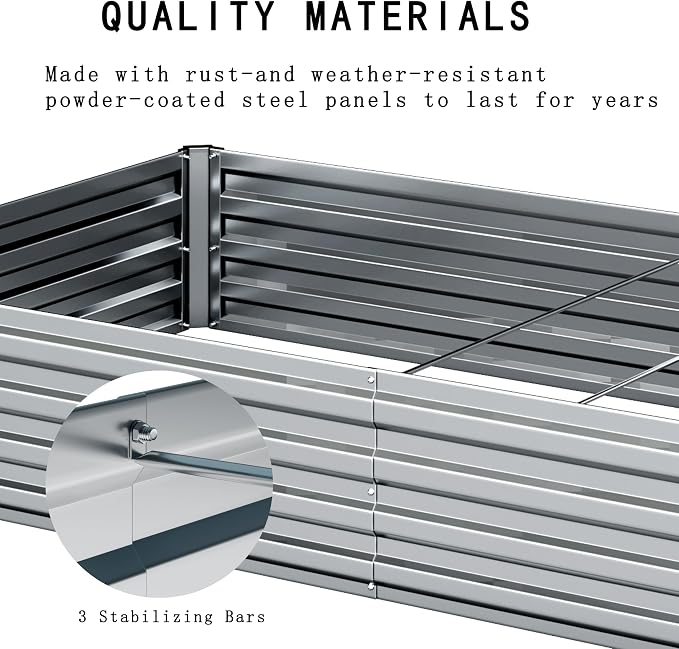 8×2×1FT Galvanized Raised Garden Bed Kit, Metal Planter Boxes，Large Outdoor - Image 4