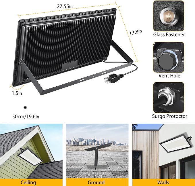 2 Pack 1000W LED Flood Light Outdoor, 4250W Equivalent Super Bright 99500LM - Image 2