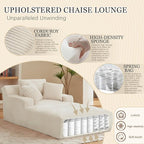 80 Inch Chaise Lounge Chair Indoor, Oversized Corduroy Upholstered Boneless - Image 3
