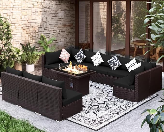 NICESOUL 11 Piece L-Shaped Outdoor Patio Furniture Set - Image 2
