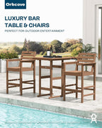 3-Piece Bar Height Patio Table and Chairs Set, HDPE Wood Grain Outdoor Bar - Image 7