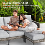 5 Pieces Outdoor Patio Conversation Set – Rattan L-Shaped Corner Sofa - Image 3