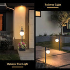 Outdoor Post Light with Planter, Matte Black Solar Lamp Post Light with Globe - Image 6