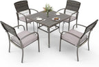Pamapic 5-Piece Outdoor Furniture Set, Rattan Patio Dining Set by Pamapic
