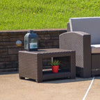 Flash Furniture Seneca Chocolate Brown Faux Rattan End Table - Image 2