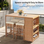 Outvita 5-Piece Outdoor Bar Set, Wicker Rattan Bar Height Patio Set w/4 Cushion - Image 7