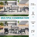6-Piece HDPE Patio Furniture Set, Outdoor Sectional Sofa Set, All Weather - Image 8
