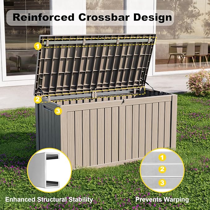 EasyUp 180 Gallon Outdoor Deck Box Waterproof, UV Resistant Resin Outdoor - Image 3