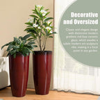 Glitzhome 30" H Oversized Tall Planter, Gradient Red Faux Ceramic Finish - Image 3