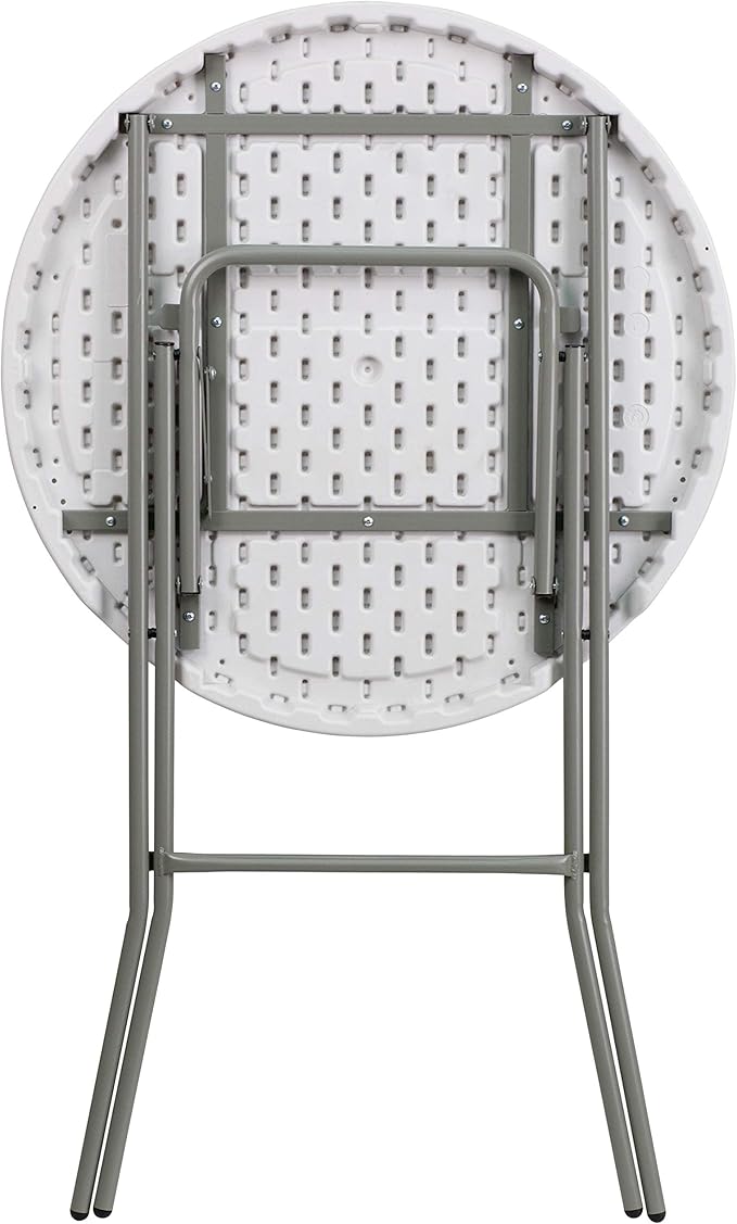 Flash Furniture Elon 2.6-Foot Round Granite White Plastic Bar Height Folding - Image 6