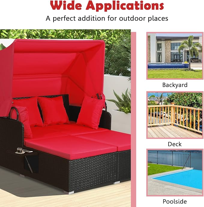 ORALNER Outdoor Daybed, 2-Person Wicker Patio Sofa - Image 9