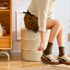 Wimarsbon Natural Seagrass Foot Stool, Hand Weaving Round Ottoman, - Image 5