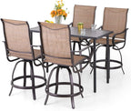 PHI VILLA 5 Piece Outdoor Bar Set, Counter Height Patio Bar Table and Chairs by PHIVILLAThepioneerofcomfortablehouseholdsupplies