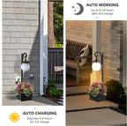 Outdoor Post Light with Planter, Matte Black Solar Lamp Post Light with Globe - Image 4