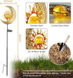 LICKLIP Garden Solar Lights Outdoor Decorative, Sun & Moon Crackle Glass Globe - Image 5