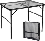 4 ft Folding Table with Metal Mesh Desktop, Grill Table Camping Table with by EEASTSTORM