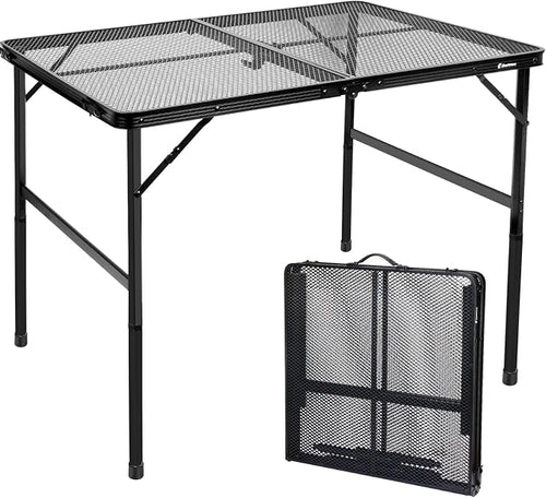 4 ft Folding Table with Metal Mesh Desktop, Grill Table Camping Table with by EEASTSTORM