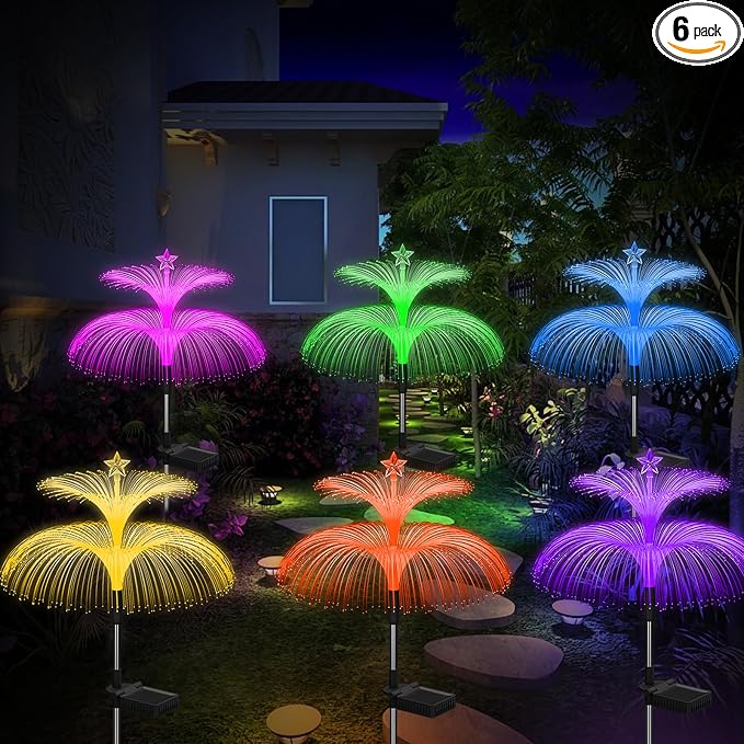 Solar Garden Lights 6 Pack New Upgraded Solar Lights Outdoor Waterproof 7 Color by Weepong
